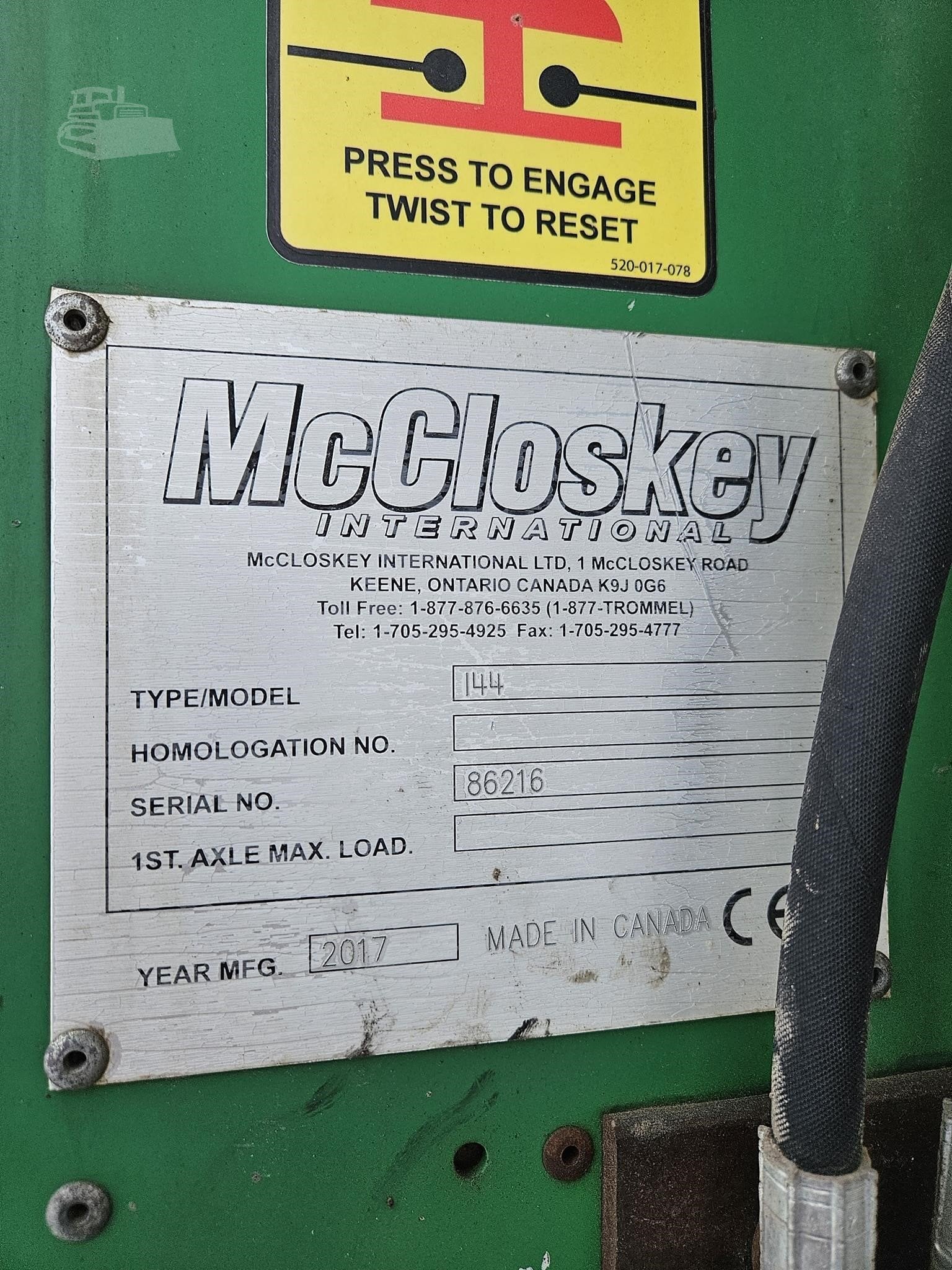 2017 MCCLOSKEY I44 Crusher Aggregate Equipment — Bremen, Ohio — $549,000 — photo 9