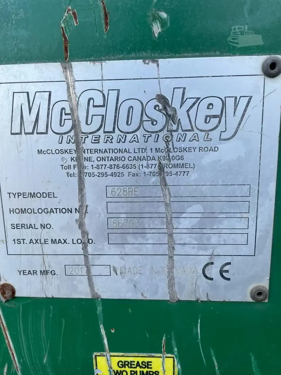 2018 MCCLOSKEY 628RE Screen Aggregate Equipment — Alma, Michigan — $249,000 — photo 4